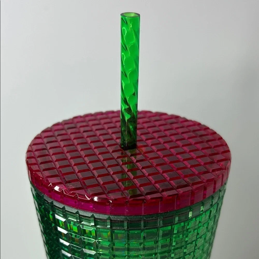 Starbucks 24oz Iridescent Green and Pink Tumbler w/ Straw NWT